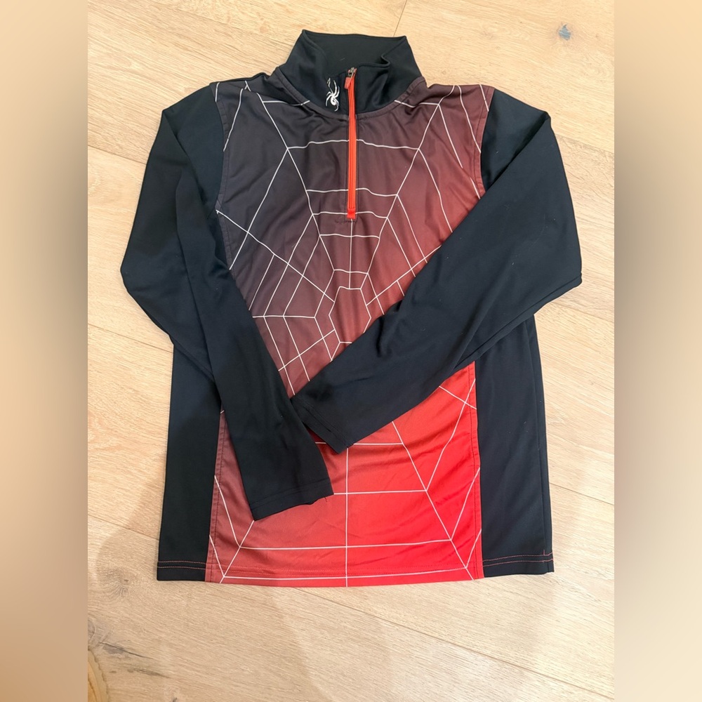 Spyder Black and Red Web Pattern  1/4 zip under shirt